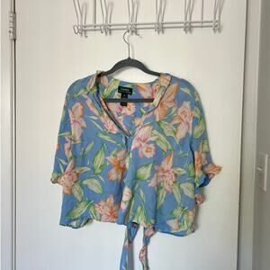 Ralph Lauren Vintage 100% Silk Hawaiian Wrap-Top